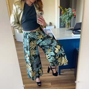 CHRISTIAN PELLIZZARI metallic brocade wide leg crop pant